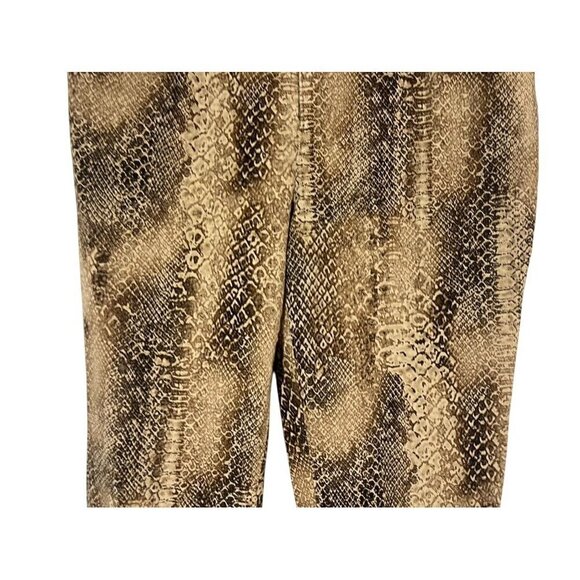 Ralph Lauren Pant Women 10 Brown Snakeskin Straight Ankle Neutral Mob Wife 80s - Picture 3 of 16